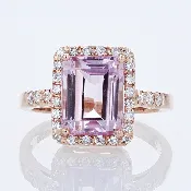 14K Rose Gold Kunzite & Diamond Anniversary Engagement Cocktail Ring by Ben Kho