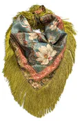 All Grace Dusty Blue Crane's Square Fringed Scarf