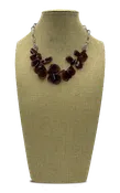 Rhodium plated sterling silver necklace with delicate slices of pink tourmaline