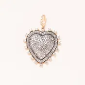 14K Gold, Silver & Diamond Pave Heart Pendant