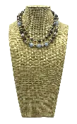 Blue Lace Agate and Fresh Water Pearls German Silver necklace