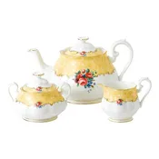 100 Years 1990 Bouquet 3-Piece Teapot, Creamer & Sugar Bowl Set by Royal Albert