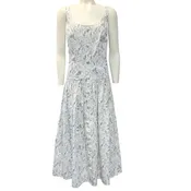 Adam Lippes White Multi Floral Cotton Cassie Midi Dress