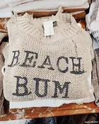 BEACH BUM PRINTED DISTRESSED CREW COTTON