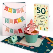 50th Birthday Cupcake Pop-Up Card and Sentiment Set