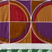 Rare Mid-Century Boris Kroll Circular Geometric Designer Fabric (56” x 56”)