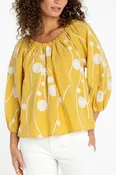 3/4 Sleeve Embroidered Woven Top
