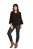 Drape Back Top With Bell Sleeves