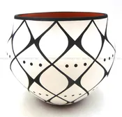 Acoma David Antonio Handmade and Hand Painted Black and White Butterfly Pattern Jar