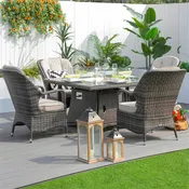 4-Seat Outdoor Fire Pit Set - Parma Chairs with Cube Fire Pit Table (PAG-1104+009)