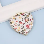 Travel Pocket Compact Handheld Floral Mirror