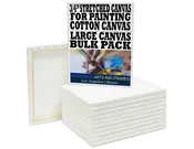 3/4 Inch Stretched Cotton Canvas 12X16: Medium Grain Artist Canvas, Triple Primed Acid Free Gesso, Gallery Wrapped-Bulk Value Pack of 5 for Acrylic, Oil, Watercolor, Gouache Painting