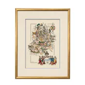 1951 Framed Map of Auvergne Jacques Liozu