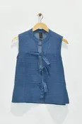 22" Denim Vest with Tie Front