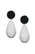 ALENA WHITE BLACK GLASS BEADED DROP EARRINGS