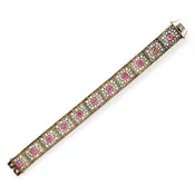 1920s Buccellati Gold Silver Ruby Diamond Openwork Bracelet