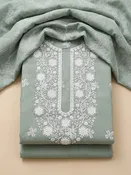 Aqua  Cotton Unstitched Dress Material
