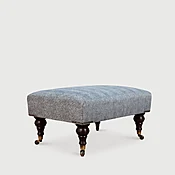 Edwardian Stool in Petrol Cavendish Herringbone