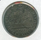 1767 Danish West Indies 12 Skilling Silver Coin  RK969