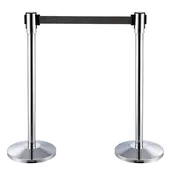 Stainless Steel Retractable Belt Stanchion with 3 Hooks