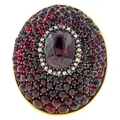 Antique Bohemian Garnet & Pearl Ring