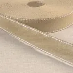 100% Cotton Webbing with Stitches, Beige