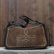 American Darling Suede Leather Crossbody Bag In Chocolate And Black