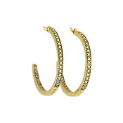 14kt Gold Plated Antique Finish Crystal Hoop Earrings