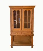 Handmade Danish Oak Display Cabinet with Secret Compartment and Maker’s Inscription, circa 1940's