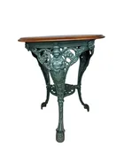 19th-century Brittannia walnut round pub table on ornate green cast iron base, 2