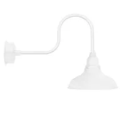 12" Dahlia LED Barn Light with Industrial Arm in White