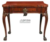 A Carved Mahogany Chippendale Turret-cornered Card Table, England, c.1780