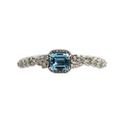 14k White Gold Antique Blue Topaz & Diamond bracelet, 1.00tdw,18g 6 1/2” Excellent