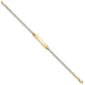 14K Yellow Gold Unisex Pavé Curb Link Rhodium-Plated Bracelet