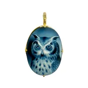 18K Yellow Gold Crownwork® Framed Sardonyx Owl Pendant