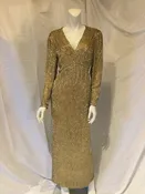 1960's Gold Hand beaded Hong Kong  Evening Gown size 12