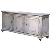 18th Century French Louis XIV Painted Enfilade Buffet with Faux Marble Top