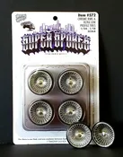 1/24 - 1/18 SUPER SPOKES S2C SMOOTH 2 Prong K/O LOWRIDER SPOKED Rim & ULTRA LOW PRO Tire Set Chrome