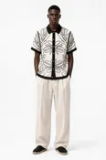 Abstract Leaf Crochet Button Down Shirt