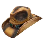 Barely Toyo Straw Brim Leather Band Cowboy Drifter Hat