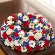 Cremation Wreath - Red, White and Blue