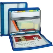 C-Line Expanding File Zippered Binder Letter - 8 1/2" x 11" Sheet Size - 3 Ring(s) - Fastener(s): Ring - Pocket(s): 7 - 6 Divider(s) - Blue - Zipper Closure, Pencil Holder - 1 Each