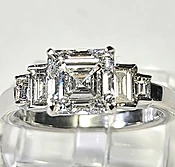 Estate Platinum Asscher Cut Diamond Ring 2.51 carats total weight. (GIA)
