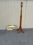 68030 Mid-Century Modern Solid Wood Coat Tree with Metal Hooks