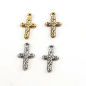10mmx20mm Pewter Curly Swirl Cross Pendant Religious Spiritual Catholic (2pc)