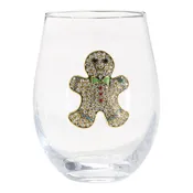 Charm Brooch Holiday Stemless Wine Glass