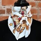 Fringe Scarves - Always Saddle Your Own Horse Silk Wildrag in Off White - Shorty