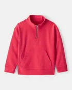 Boys Long-Sleeve Quarter-Zip Pullover Sweatshirt - Red