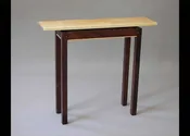 Tiger Maple Floating Top Hall Table with Walnut Base