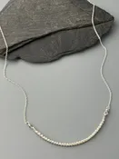 •ADORNED CURVED BAR• pearl + silver necklace